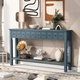 thumbnail image 1 of CLEARANCE! TREXM Rustic Entryway Console Table, 60" Long Sofa Table with Two Different Size Drawers and Bottom Shelf for Storage (Navy), 1 of 9