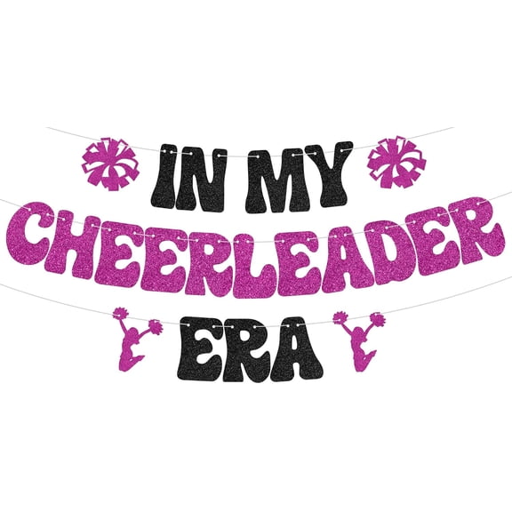 In My Cheerleader Era Banner Cheerleader Birthday Party Decoration Cheers Sport Gymnast Party Decoration Gym Theme Birthday Bachelorette Anniversary Party Supplies Black Rose Red Glitter