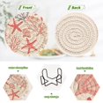 thumbnail image 4 of Yayeee 6 PCS Drink Coasters with Holder Set Woven Absorbent Round Tabletop Hot Pad, Starfish Seashell, 4 of 7