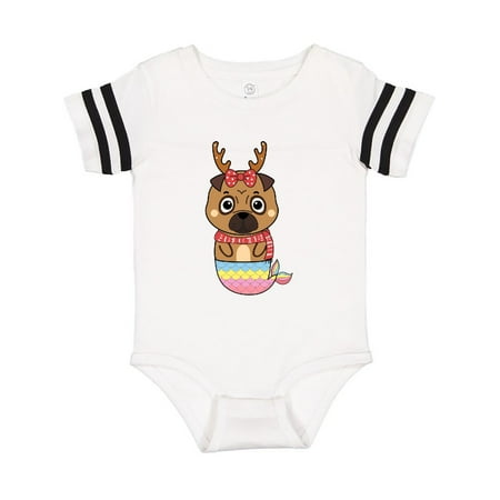 

Inktastic Pug Christmas Mermaid Gift Baby Boy or Baby Girl Bodysuit