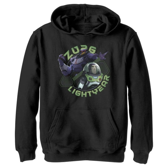 Boy's Lightyear Zurg and Lightyear  Pull Over Hoodie Black X Large