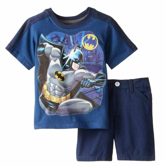 DC Comics Infant Boys 2 Piece Navy Blue Batman T-Shirt & Shorts Set 12m