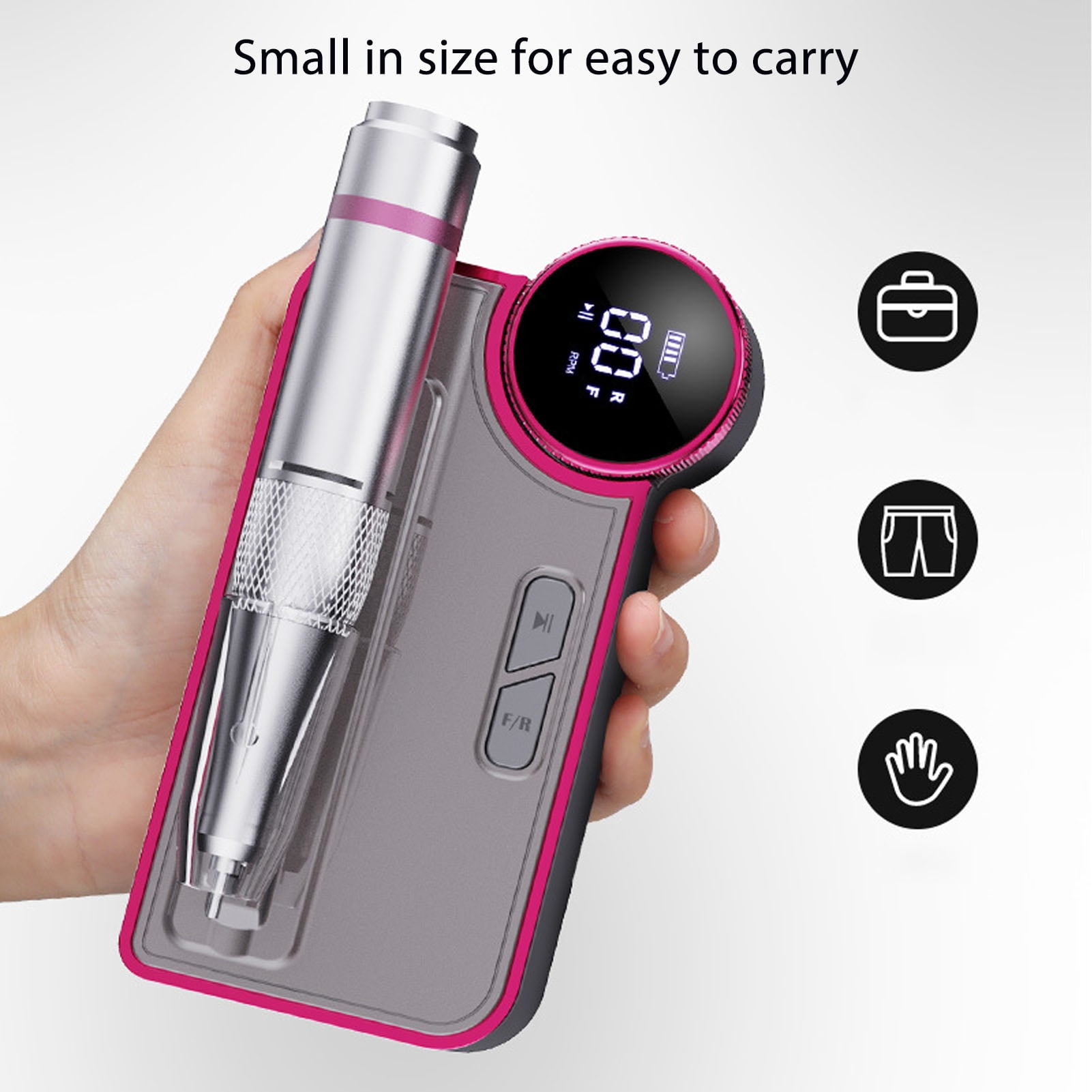 NFTIGB Professional 35000 RPM Electric Nail Drill Machine Portable E-File High Speed Low Noise for Manicure Pedicure Salon Home Use with Built-in Battery