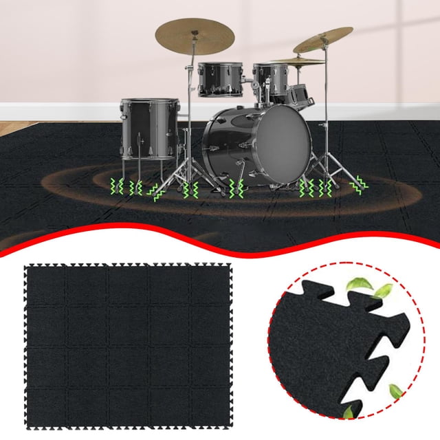 20 x Alfombra insonorizada para batería electrónica 30x30cm Alfombrilla absorbente de sonido para batería Negro