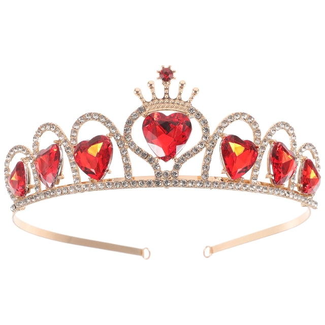 Tiara de corazón rojo Descendientes Corona de corazón Joyas para el cabello Corona de boda para novia