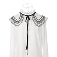 thumbnail image 2 of INSPIRE CHIC Detachable Fake Collar, Semi-Sheer Embroidery Mini Cape Neck Ruff for Blouse Black-3, 2 of 5