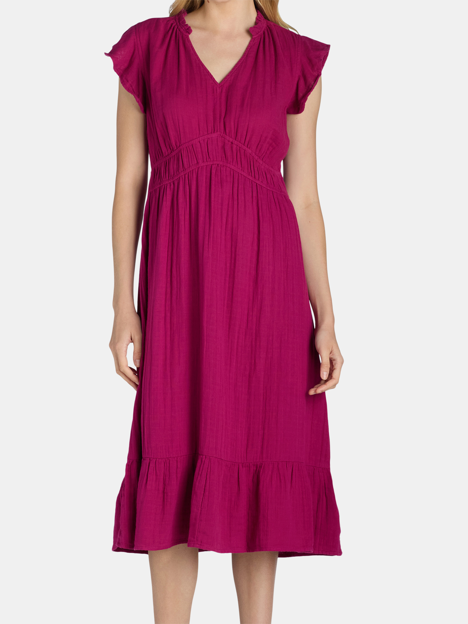 Time and Tru Women's and Women's Plus Double Cloth Midi Dress, Sizes XS-4X