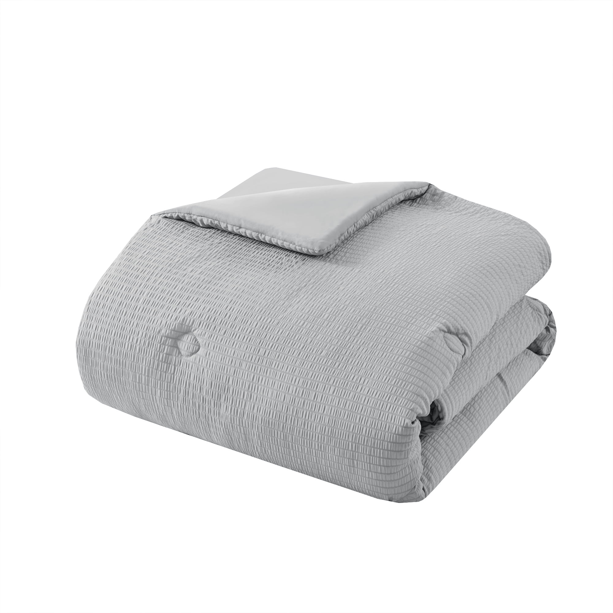 Mainstays Twin/Twin XL Comforter, Reversible Down Alternative, All-Season, Grey Seersucker