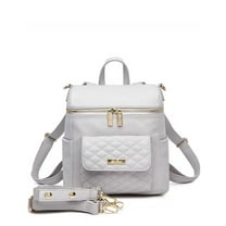 Luli Bebe Petit Monaco Diaper Bag Backpack Storage Bag Stylish Vegan Leather | Stone Grey