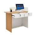 thumbnail image 4 of 2 Drawers Reception Desk with 5V LED Light Strip and Lockable Drawer, 440.92 lbs Capacity Front Counter for Boutiques 39.37x17.72x39.37in, Warm White + Wood Color, 4 of 17