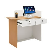 Modern Front Desk Reception Counter, Reception Desk for Salons with LED Light