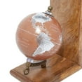 thumbnail image 4 of DecMode 6" Globe Brown Wood Bookends (Set of 2), 4 of 9