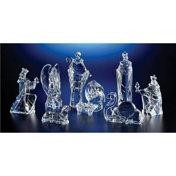Icy Giftware Straight-Cut Christmas Nativity Figurine Set - 8.75" - Clear - 18-Piece