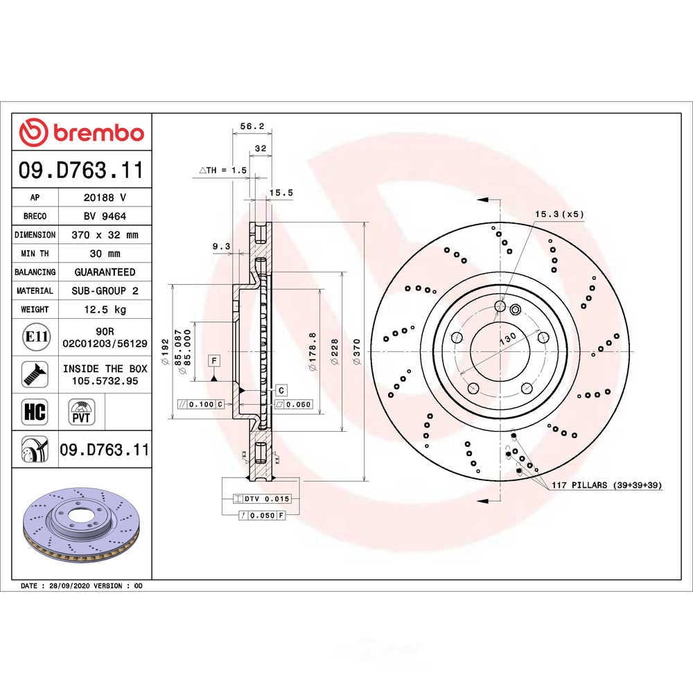 Brembo 09.D763.11 PRIME Disc Brake Rotor