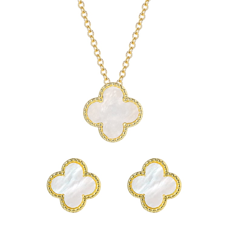 Believe by Brilliance Clover Pendant and Earring Set, Gold photo 1