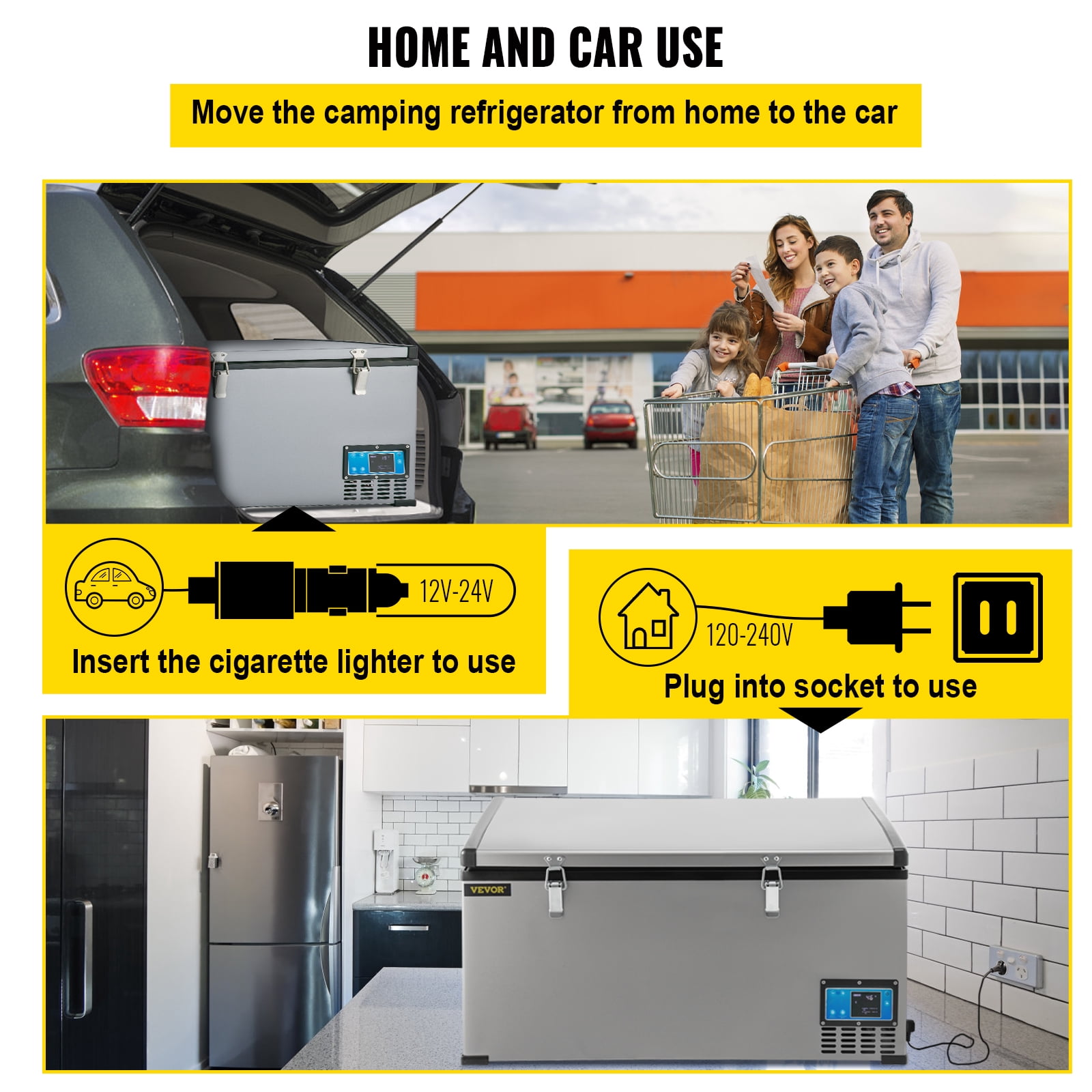 BENTISM Car Refrigerator, 40Qt/38L, 12v Portable Freezer with Dual Zone, 12/24V DC & 110-240V AC Electric Compressor Cooler w/ -4-68 Cooling Range, for Car Truck Vehicle RV Boat Outdoor & Home use