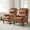 CAMEL, variant on Vegan Leather Manual Recliner Set of 2 Roll Arm Nailhead Wood Leg Living Room Navy