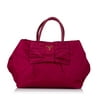 Pre-Owned Prada Tessuto Bow Handbag Nylon Fabric Red