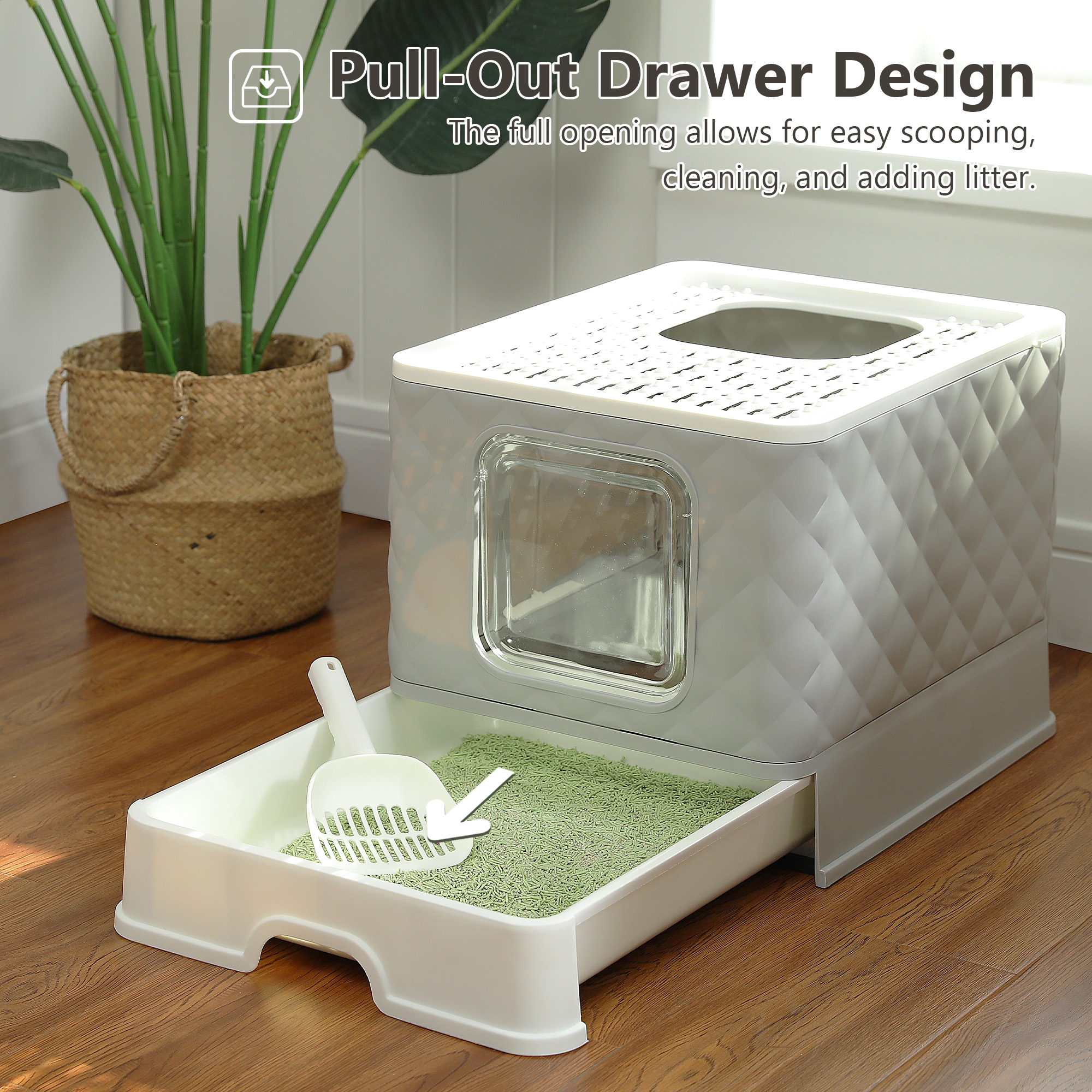PAWZ Road Enclosed Cat Litter Box Large with Lid Drawer Type Easy to Clean,Gray - image 4 of 13