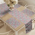 thumbnail image 2 of Ambesonne Piglet Table Runner & Placemats, Nerdy Pigs and Squares, Placemat 4 pcs + Runner 14"x90", Pink and Multicolor, 2 of 2