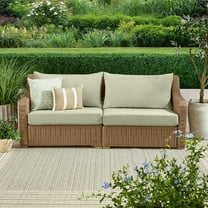Better Homes & Gardens Bellamy Outdoor 1pc Sofa, Tan Wicker/Green Cushion
