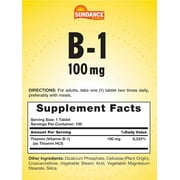 Vitamin B-1 | 100mg | 100 Tablets | For Men and Women | by Sundance