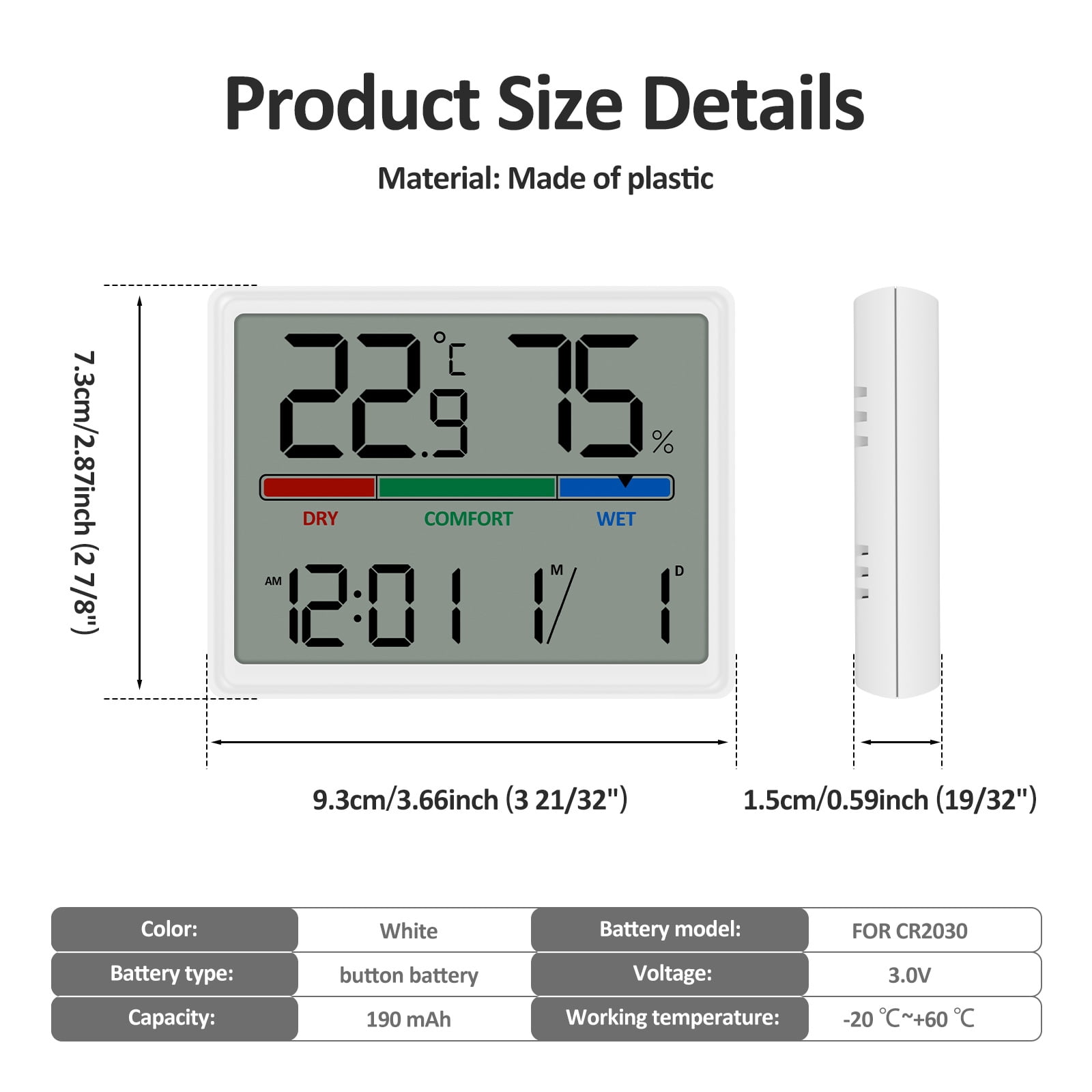 3Pcs Digital Hygrometer Indoor Thermometer Clock with Temp and Humidity Accurate Room Temp Gauge with Comfort Indicator for Bedroom Baby Room Office