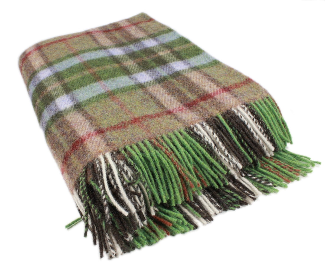 New Wool Plaid Blanket Throw 54" x 72" Made in Ireland John Hanly & Co.