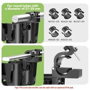 KDD Stroller Cup Holder, Cup Holder Universal with Phone Rack, Suit Wheelchair, Walker, Bike, Scooter, Black