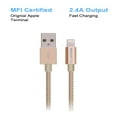 thumbnail image 2 of Clambo iPhone Chargers Apple Mfi Certified 6.6' feet Lightning to USB Charger Charging Cables Cords for iPhones - Gold, 2 of 6