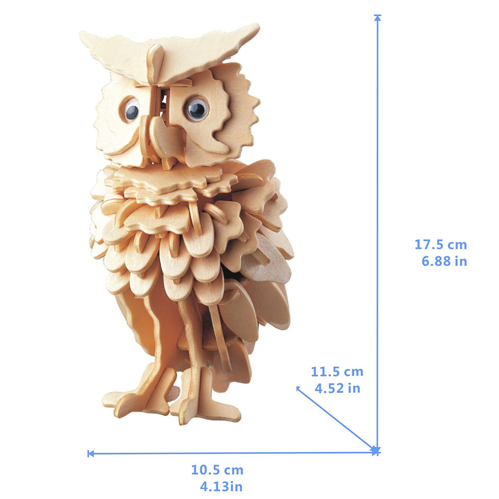 3D Owl Puzzle Jigsaw Woodcraft Model DIY Construction Wooden Toy Gift 