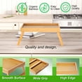 thumbnail image 5 of 2 Pack Bamboo Bed Tray Table with Folding Legs,Breakfast Trays,Serving Tray,Laptop Tray for Working,Food Snack Tray for Bed and Sofa(Natural), 5 of 6