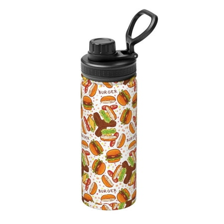 

Goofa Burger Print 18oz Sports Insulated Kettle With Straw Water Bottle Sports Water Bottle For Running Hiking Cycling Climbing Mans Womans