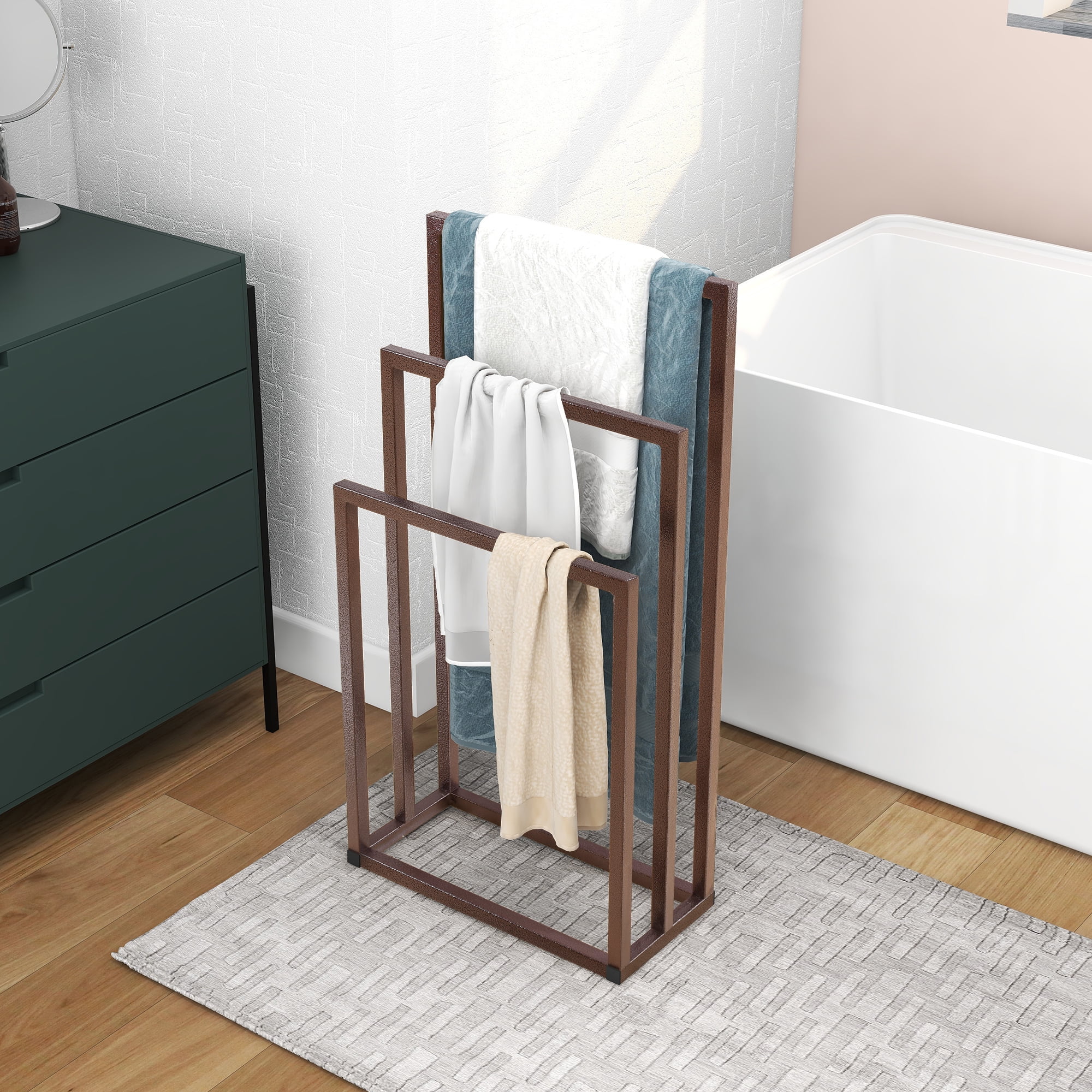 Kepooman Wall Mounted Clothes Hanger with Swing Arm Holder Valet Hook Metal Hanging Drying Rack Space Saver for Closet Organizer, Bathroom, Bedroom, Laundry Room 3 Pack, Brown Kepooman Wall Mounted Clothes Hanger with Swing Arm Holder Valet Hook Metal Hanging Drying Rack Space Saver for Closet Organizer, Bathroom, Bedroom, Laundry Room 3 Pack, Brown