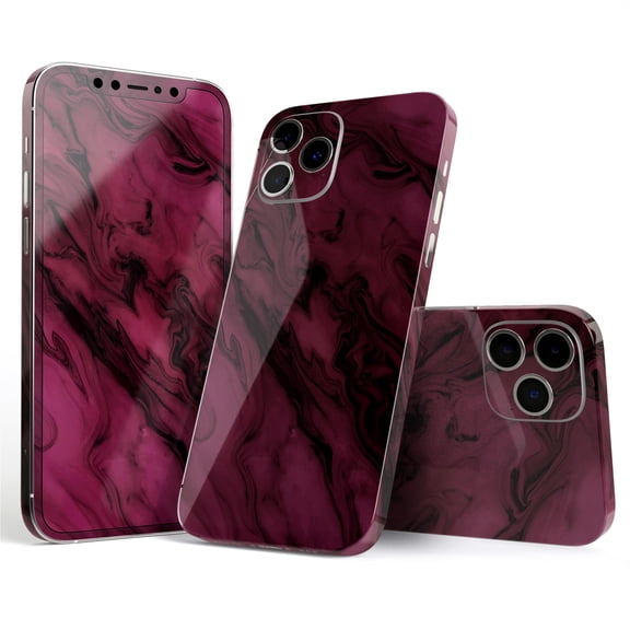 DesignSkinz Black & Pink Marble Swirl V1 Full-Body Skin Decal Wrap Cover for iPhone 16