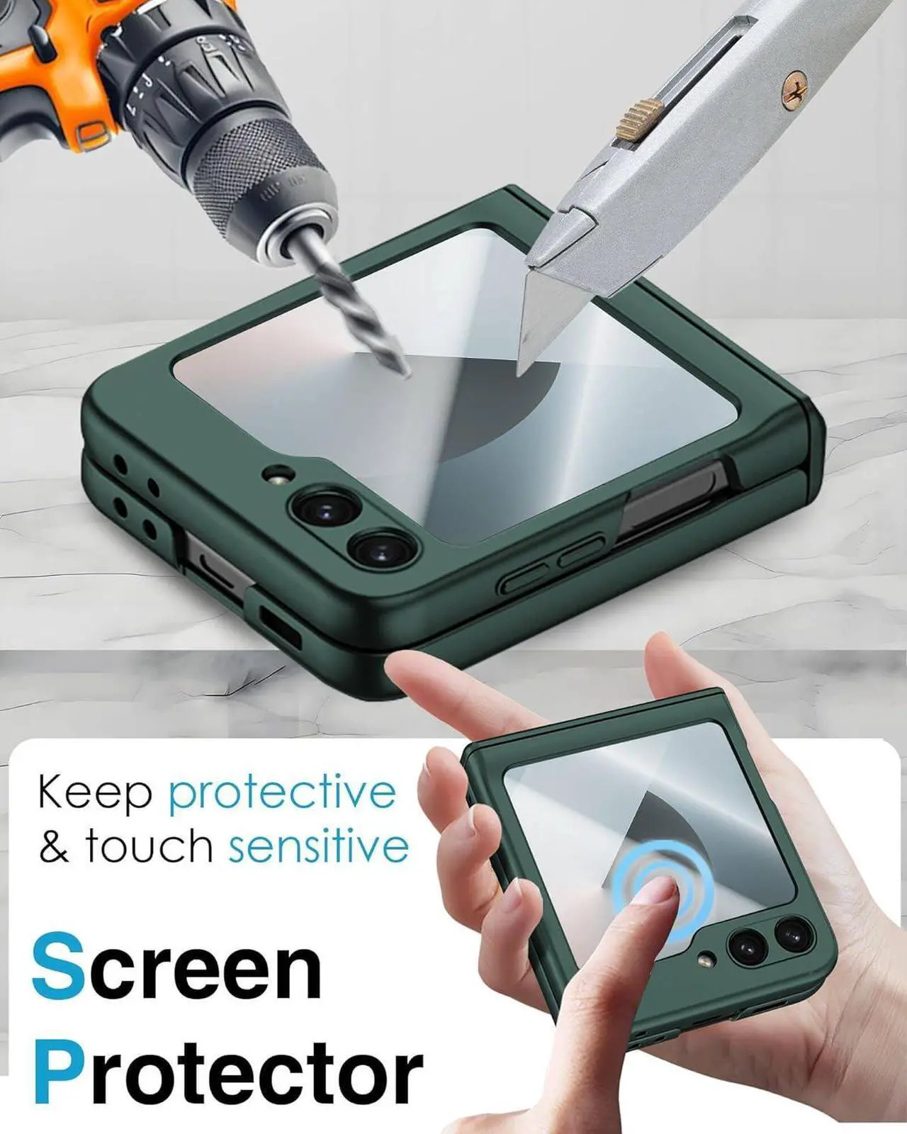 Case for Samsung Galaxy Z Flip 6 Case / Z Flip 7 FE, Hinge Protection, Built-in Screen Protector, Wireless Charging, Slim Rugged Phone Protective Case for Galaxy Z Flip 6