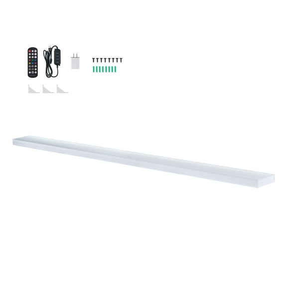 KFFKFF LED Lighted Liquor Bottle Display, 1-Tier 60-Inch Whiskey Rack with USB Support, Illuminated Bar Shelf Featuring RF Remote & App Control, 7 Color Options, Acrylic Shelf for 15 Bottles