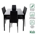 thumbnail image 3 of Juego de Comedor Moderno Mesa Con 6 Sillas Estructura Metalica Vidrio Templado Kingshouse negro, 3 of 7