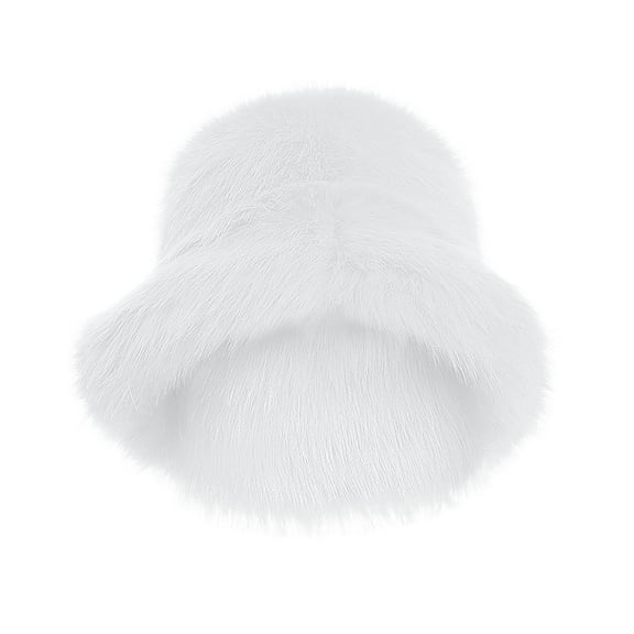EnJoCho Fuzzy Bucket Hat Fashion Warm Winter Hat Fluffy Furry Plush Hats Fishing Hat Bucket Hats For Women 2024 Winter Soft Faux Fur Plush Bucket Hat Lovely Fuzzy Fisherman Cap