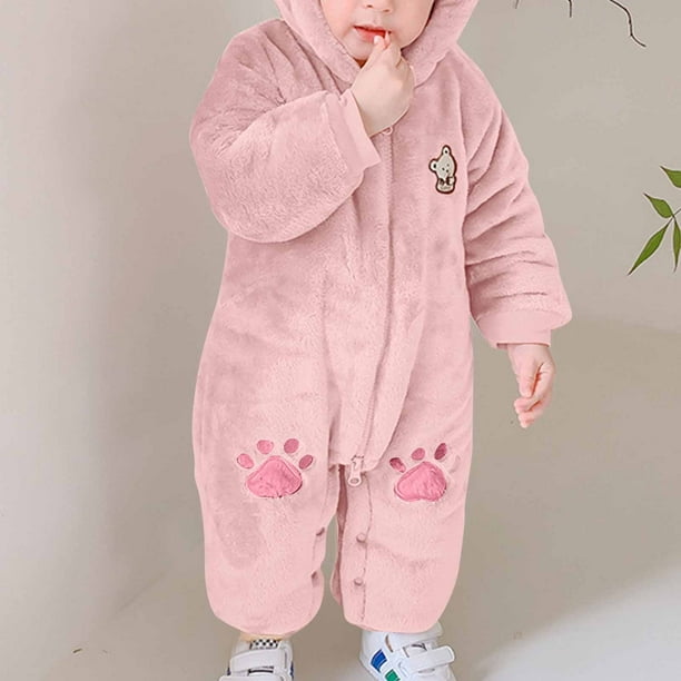 2025 0-18M Cute Newborn Baby Clothes Fleece Footless Jumpsuit