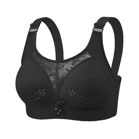 Ousvtion Lace Bras for Women Mesh Seamless Bralette Full Coverage No Underwire Bra Adjustable Strap Bralettes Everyday Underwear Plus Size Clearance Deals  Black Medium