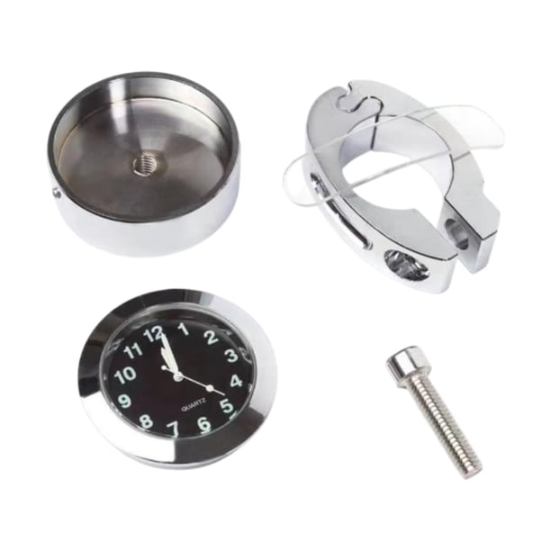 Reloj de montaje en el manillar de la motocicleta, reloj de reloj, reloj de tablero de tablero de scooter universal ajustable plata