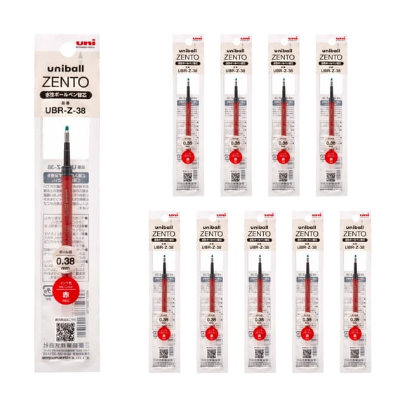 Recarga de Tinta Roja uniball ZENTO UBR-Z-38 0.38mm Paquete de 10