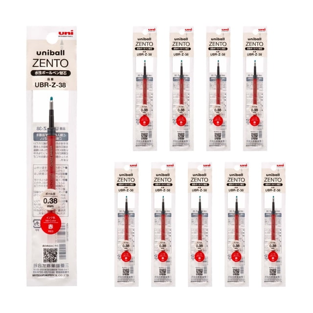 Recarga de Tinta Roja uniball ZENTO UBR-Z-38 0.38mm Paquete de 10