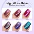 thumbnail image 4 of modelones Cat Eye Gel Nail Polish Set, 6 Colors Summer Neon Galaxy Champagne Hot Pink Lake Blue Grape Purple Gold Brown 9D Glassy Cat Eye Glitter Gel Polish with Magnet Led Soak Off LGBT Unisex Gift, 4 of 10