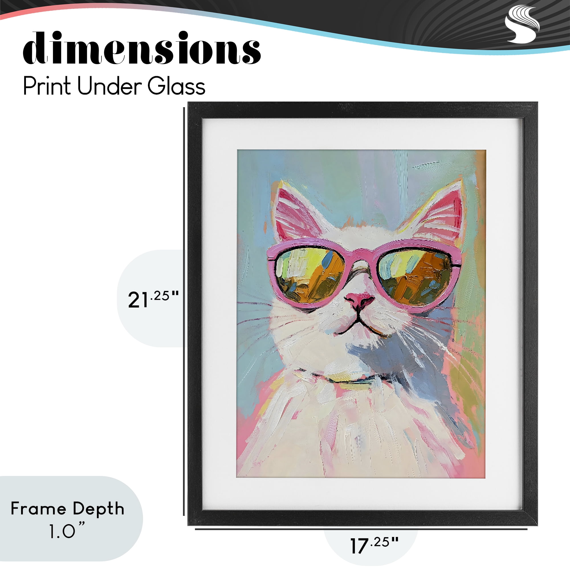 Stupell Industries Cool Cat in Sunglasses Black Framed Print Under Glass, design by The Prints Vibe
