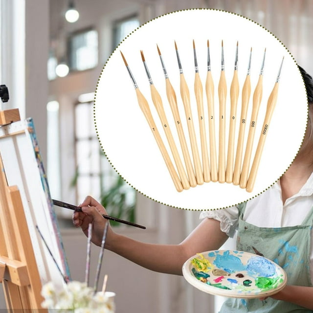 11 piezas de pinceles en miniatura Pinceles de revestimiento de arte Modelo de pintura Cepillos Artista Pintorches para taller aficionado profesional madera