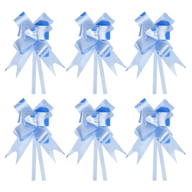 Unique Bargains 8' Pull Bows Gift Wrapping Pull Bow Heart Pattern Baskets Present Bows Knot Ribbon Light Blue 100 Pcs