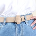 thumbnail image 3 of tredstone Female Solid Color Imitation Leather Metal Round Buckle Belt Girls Jeans Modeling Decoration Belt, 3 of 7