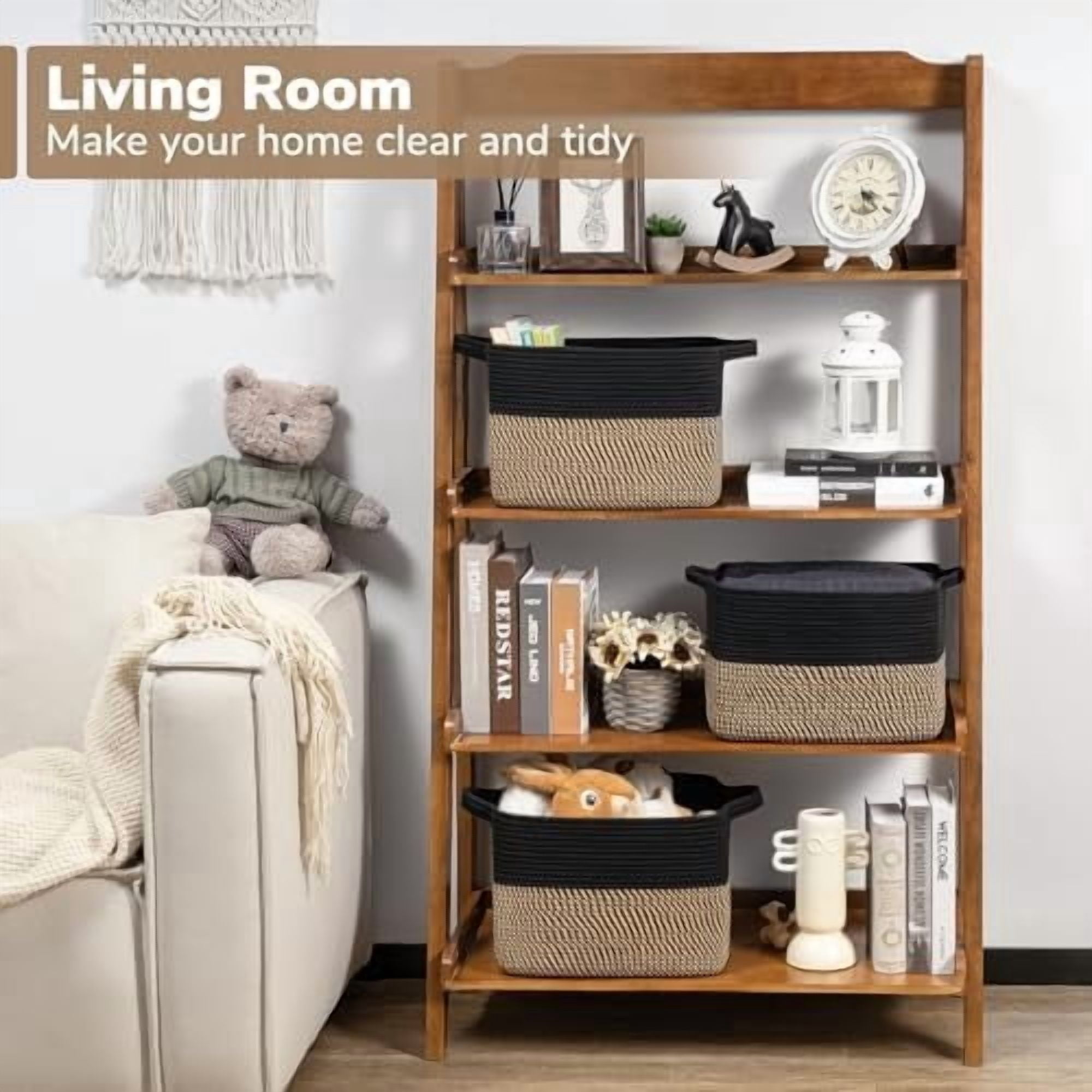 Cube Storage Bins - Towel, Book, Cloth, Shoes, Closet Shelf Woven Baskets for Office, Baby Laundry, Toys, 13''x10''x9''